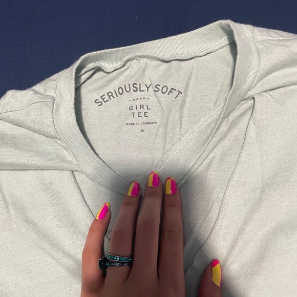 Aeropostale tee shirt. Light teal supper soft. Size M - Picture 2 of 3